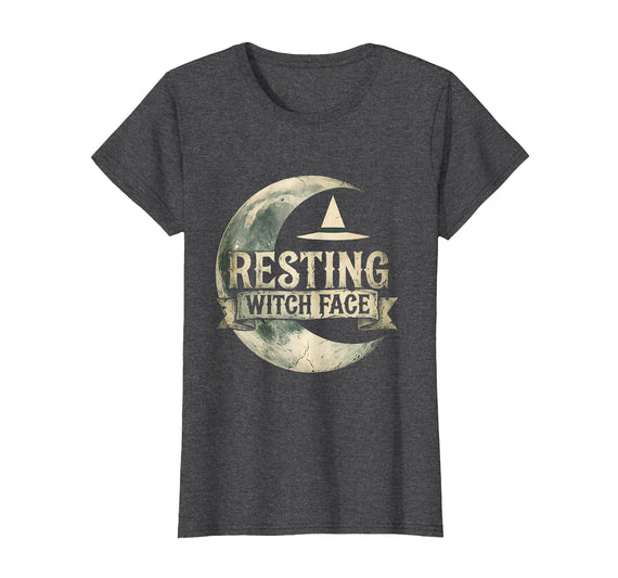 Mademark Resting Witch Face Halloween Design T-Shirt - Dark Heather Grey