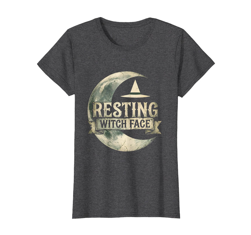 Mademark Resting Witch Face Halloween Design T-Shirt - Dark Heather Grey