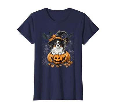 Papillon Dog Dog Halloween Costume Outfits Papillon Dog Pumpkin Halloween Thanksgiving Men Women T-Shirt