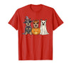 Funny Retro Australian Cattle Dog Halloween Witch Spooky Ghost Blue Heeler Pumpkin Halloween Dog Lover T-Shirt - Red