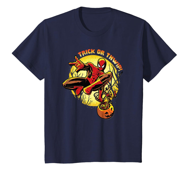 Marvel Super Heroes Spider-Man Trick or Thwip! Halloween T-Shirt - Navy Blue