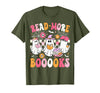 Read More Books Ghost Halloween Teacher Outfits Read More Books Ghosts Reading Book Funny Teacher Halloween T-Shirt - Olive