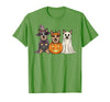 Funny Retro Australian Cattle Dog Halloween Witch Spooky Ghost Blue Heeler Pumpkin Halloween Dog Lover T-Shirt - Grass Green