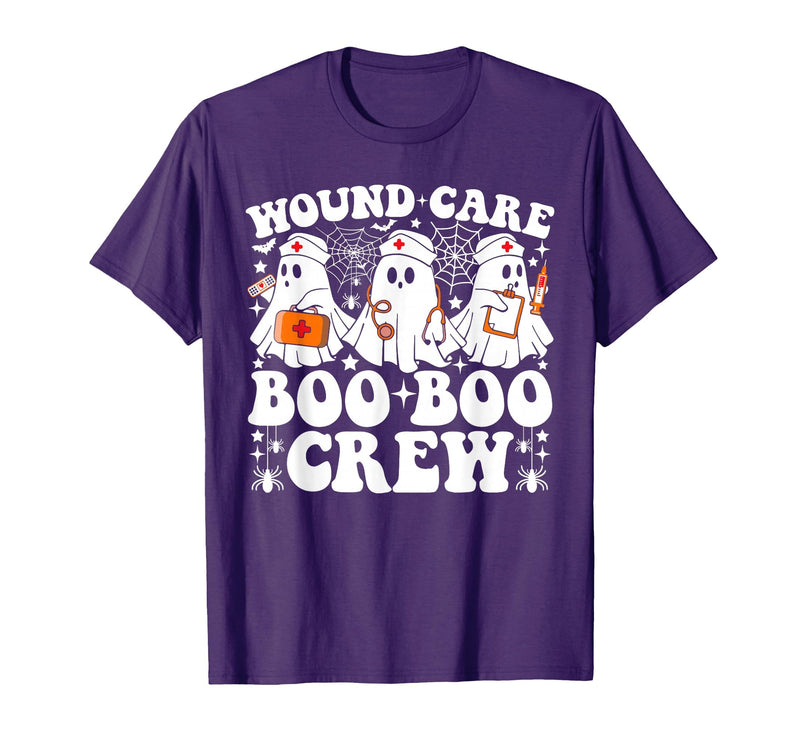 Wound Care Nurse Boo Boo Crew Halloween Wound Care Boo Boo Crew Nurse Funny Ghost Halloween Nurse T-Shirt - Purple