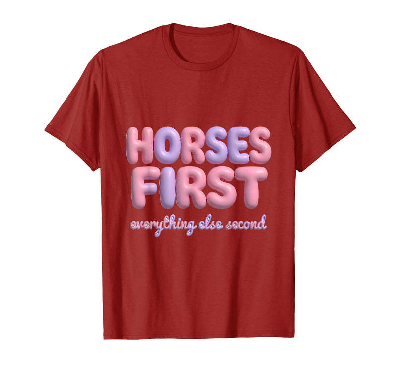 Mademark Horses First Everything Else Second Girls Design T-Shirt - Men - Cranberry Red