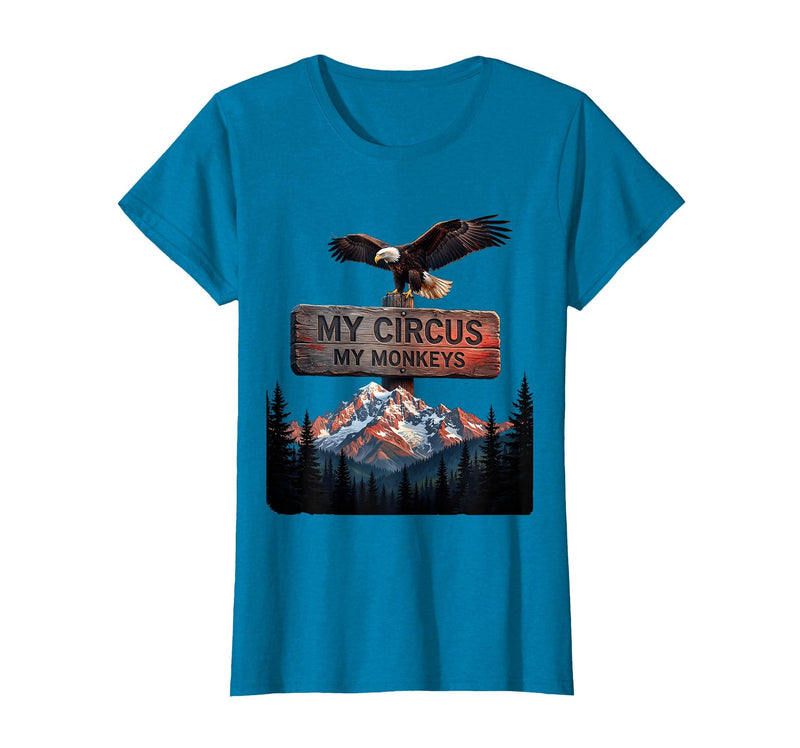 Mademark My Circus My Monkeys Funny Chaos Manager Design T-Shirt - Women - Sapphire Blue