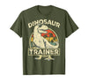 Dinosaur Trainer Halloween Vintage Dinosaur Trainer Halloween Costume Retro Dino Outline T-Shirt - Olive Green