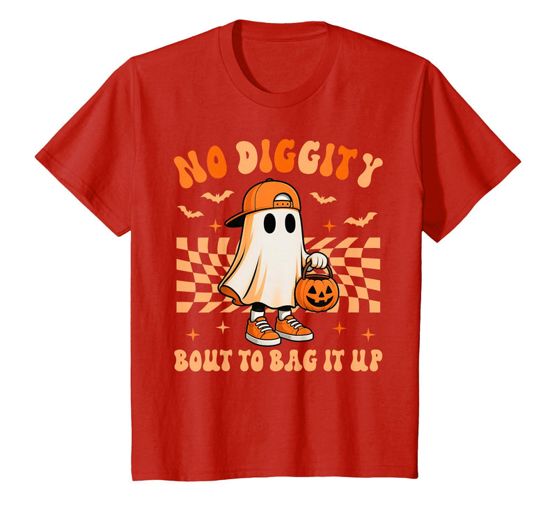 Ghost No Diggity Bout To Bag It Up Halloween Ades Ghost No Diggity Bout to Bag It Up Halloween Toddler Kids T-Shirt - Red
