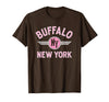 133 Apparel Buffalo NY Buffalo New York Circle NY Pink Print T-Shirt - Brown