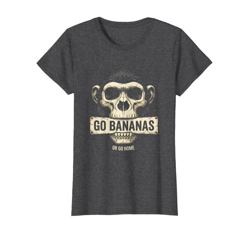 Mademark Go Bananas or Go Home Funny Monkey Design T-Shirt - Women - Dark Heather Grey