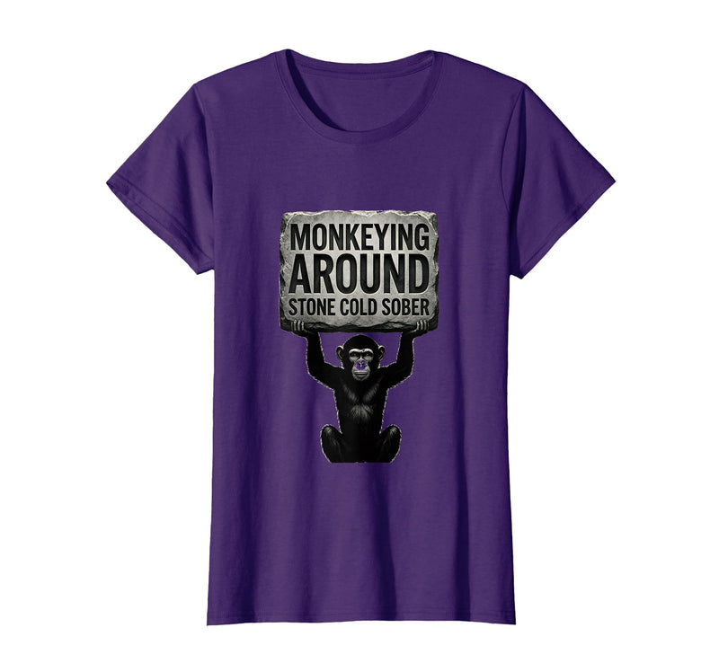 Mademark Monkeying Around Stone Cold Sober Design T-Shirt - Women - Purple