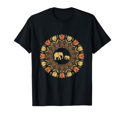 Mademark Mother Elephant and Baby Walking Through Tall Grass T-Shirt - Men