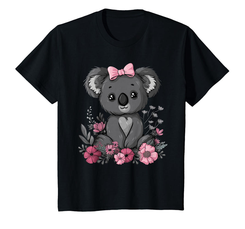 We Love Koalas - Kids Apparel Co. Koala Kawaii Koala Bear Pink Bow Flowers Girls Kids T-Shirt - Black