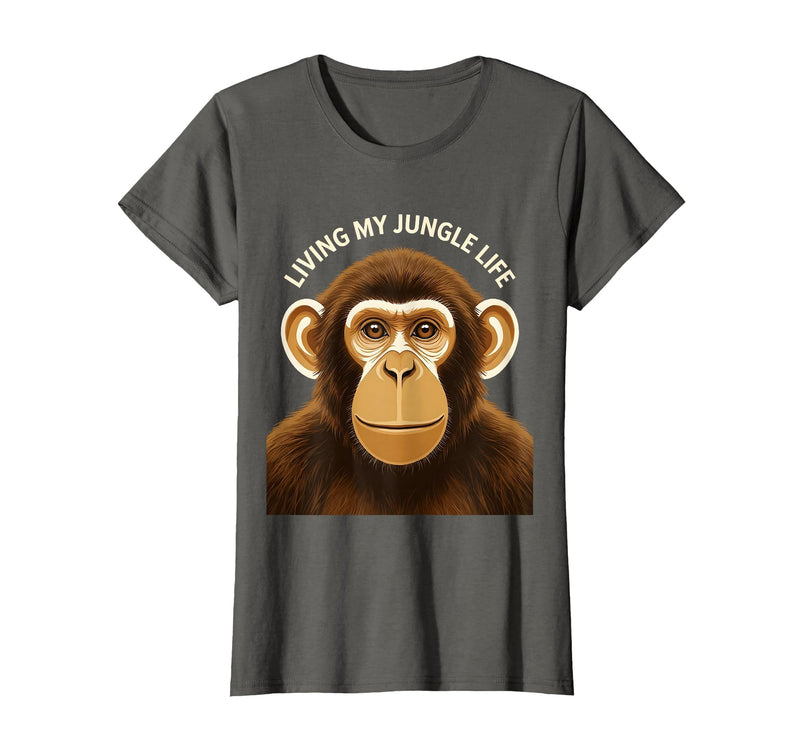 Mademark Living My Jungle Life Monkey Design T-Shirt - Women - Asphalt Grey