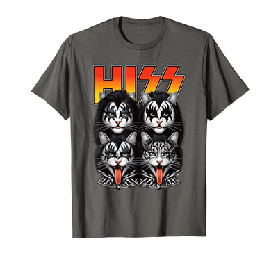 Retro Rock Band Parody Feline Humor Apparel Co. Funny Hiss Cats Band Parody 70s Music Lover Cat Face Graphic T-Shirt