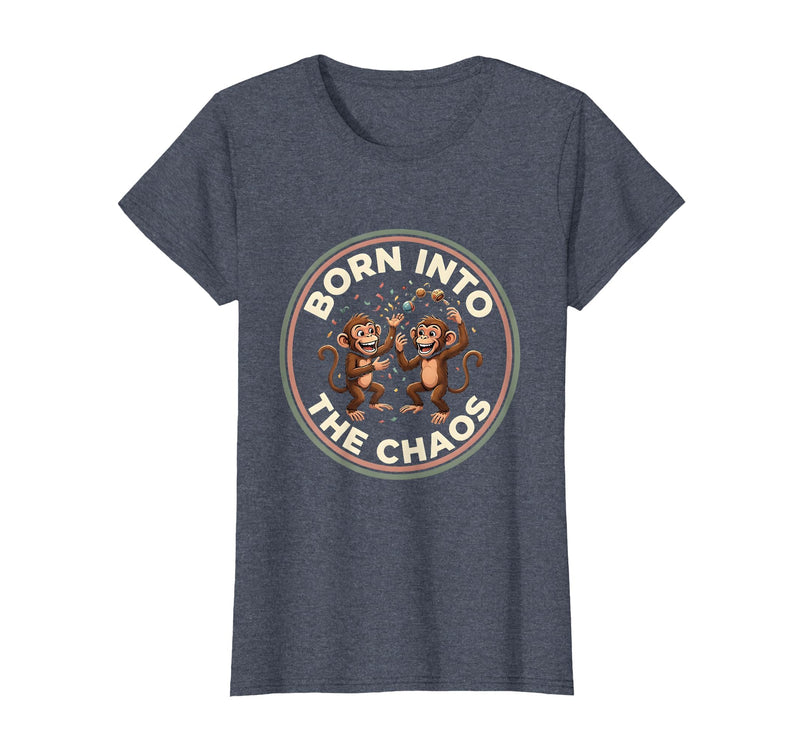 Mademark Born Into The Chaos Circus Monkey Design T-Shirt - Women - Heather Blue