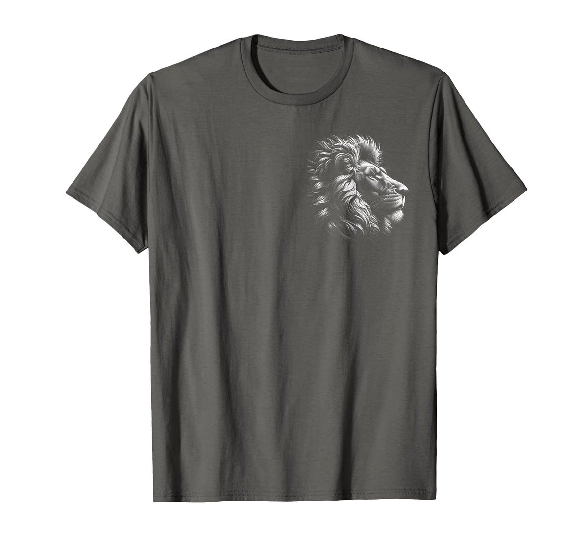 MyAnimal - Your Favourite Animal Wear Lion Head - Cool Portrait of a Proud Lion on Chest T-Shirt - Asphalt Grey