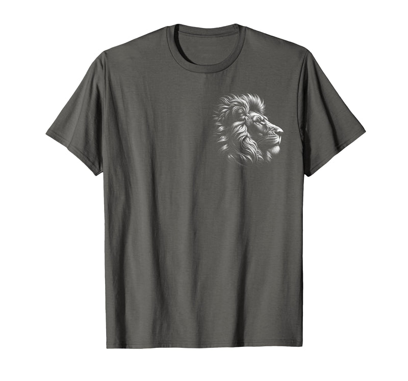 MyAnimal - Your Favourite Animal Wear Lion Head - Cool Portrait of a Proud Lion on Chest T-Shirt - Asphalt Grey