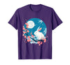 Bunny Rabbit Amidst Blossoms: Spring's Gentle Whisper T-Shirt in Purple