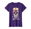 Halloween Nurse Shirts For Women Scrub Costumes Nurse Sugar Skull Stethoscope RN Medical Halloween Costume T-Shirt - Purple