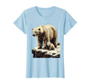 Mademark Mama Polar Bear and Cub Snowy Cliff Illustration T-Shirt - Baby Blue