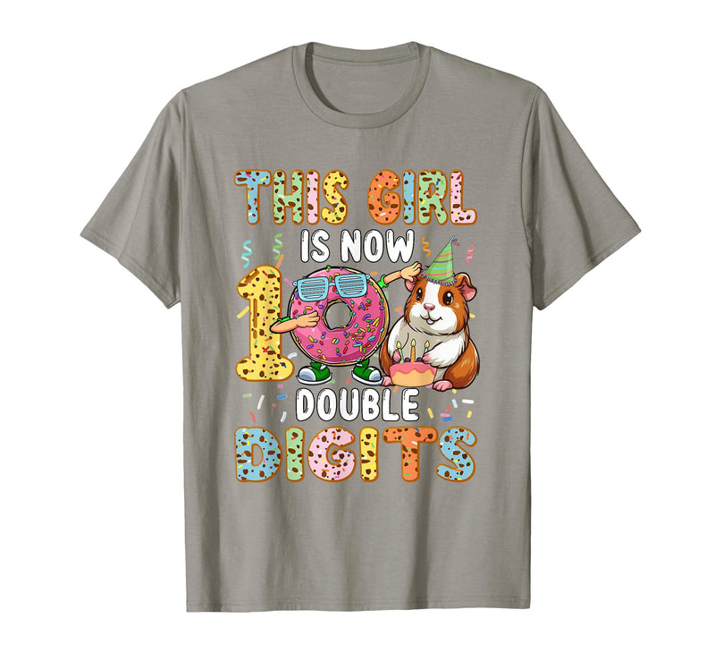 Rodent Birthday Costume Girl Costume 10 Double Digits Funny 10th Birthday Guinea Pig T-Shirt - Slate Grey