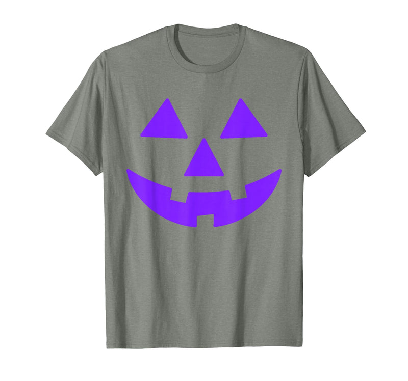 Trick or Treat Funny Halloween Costumes Party Tees Jack O Lantern Scary Carved Pumpkin Face Halloween Purple T-Shirt - Olive