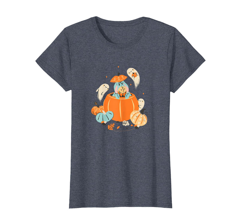 Disney Winnie The Pooh Halloween Cute Eeyore Pumpkin Patch T-Shirt - Heather Blue