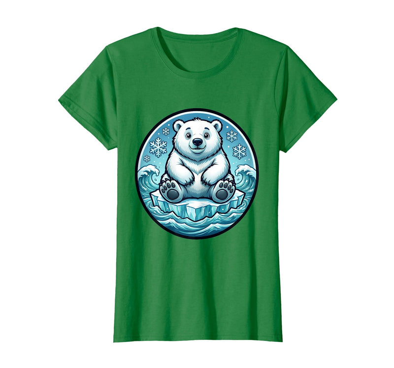 Mademark Polar Bear Lone Ice Floe Arctic Drift Design T-Shirt - Kelly Green
