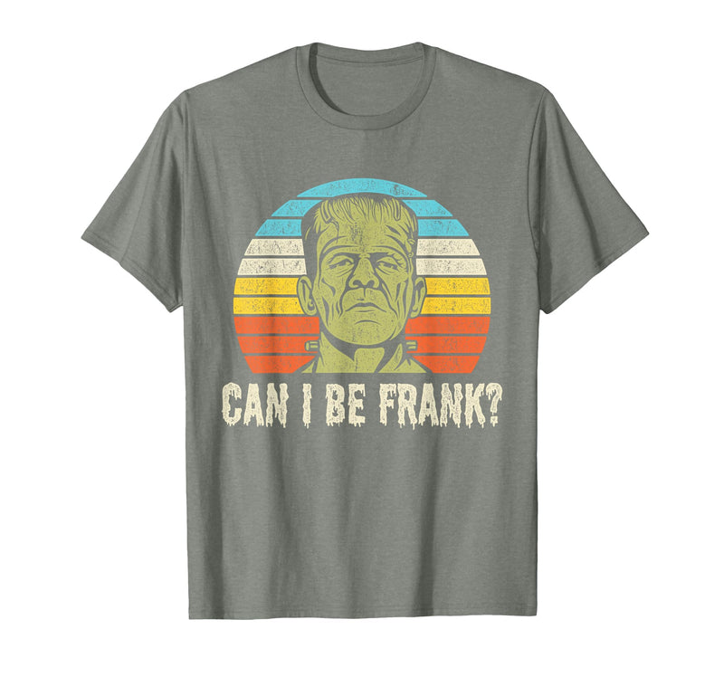 Can I Bee Frank Halloween Halloween Tee Can I be Frank? Funny Horror Frankenstein Tee T-Shirt - Olive Heather