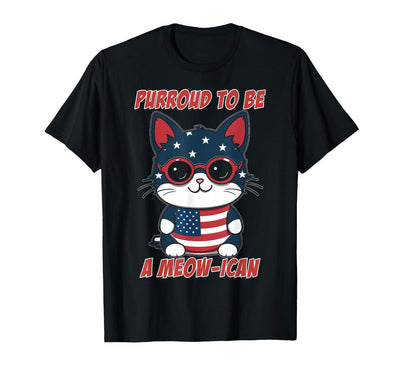 US American Cat Lovers Celebrating The 4th of July 4th of July Cat Purroud to Be A Meow-ican, American Cat T-Shirt