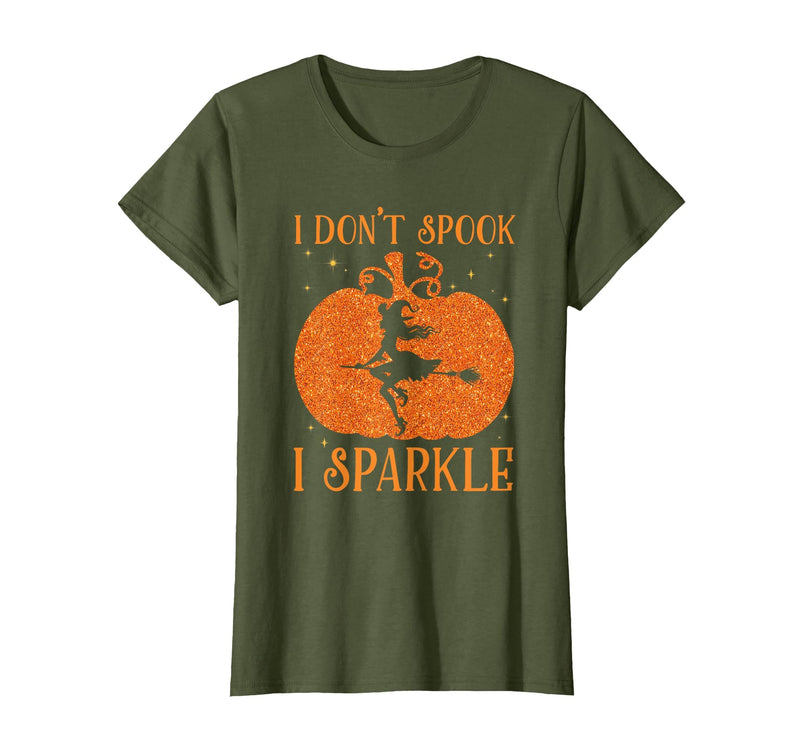 PDUS32 I Don't Spook I Sparkle Funny Halloween I Don't Spook I Sparkle Funny Halloween Girl Witch Pumpkin T-Shirt - Olive