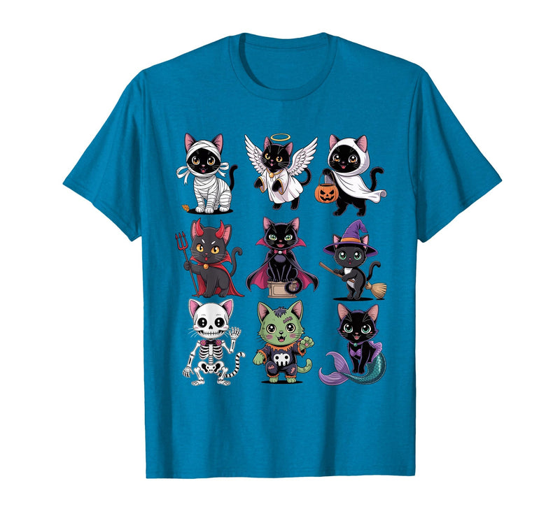 Halloween Cat Apparel Halloween Cat T-Shirt - Spooky Kittens Costume T-Shirt - Sapphire Blue