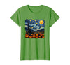 Teacher Halloween by K Halloween Pumpkin Starry Night Van Gogh Funny Art Teacher T-Shirt - Grass Green