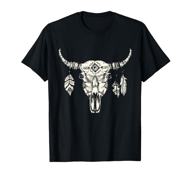 Buffalo Animals Gift Idea Bison Buffalo Skull Animal Design T-Shirt - Black