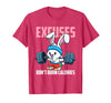 Excuses Don't Burn Calories Rabbit Fitness Gym Bunny T-Shirt in Red Heather