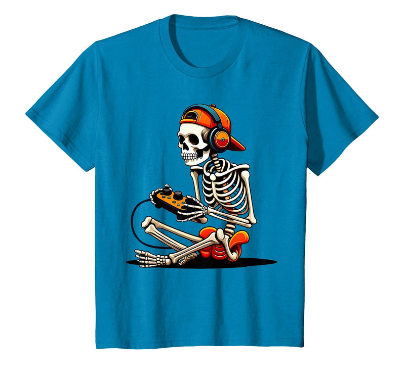 halloween skeleton shirts for teen boys men kids Halloween Skeleton Gamer Video Gaming Funny Gaming Skeleton T-Shirt -