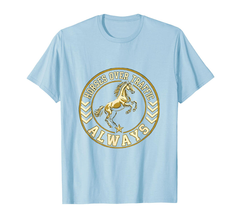 Mademark Horses Over Traffic Always Equestrian Design T-Shirt - Men - Baby Blue