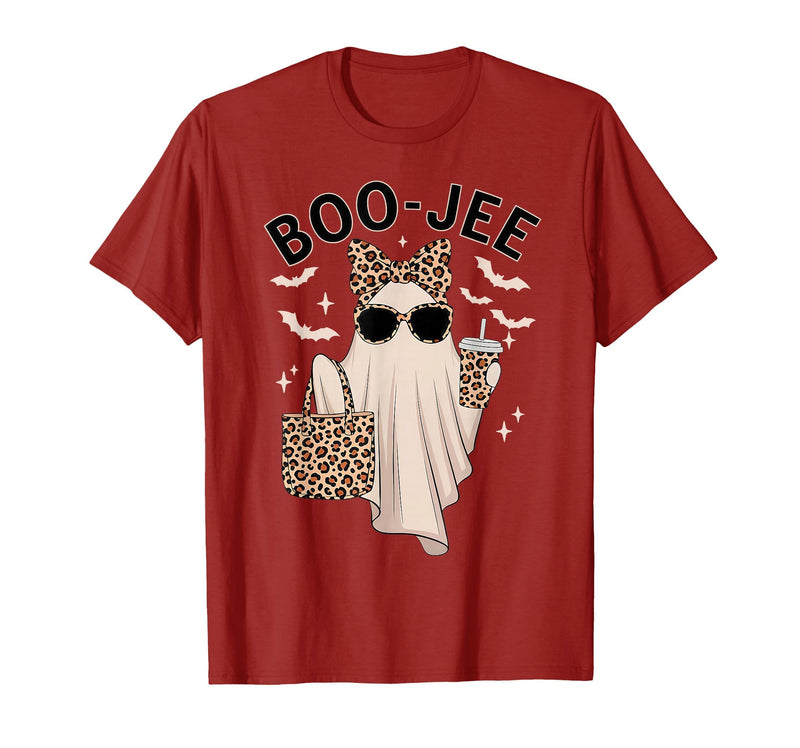 Halloween Boo-Jee Leopard Ghost Coquette Bow Coquette Leopard Ghost Coffee Boo-JEE Halloween Boujee Ghost T-Shirt -