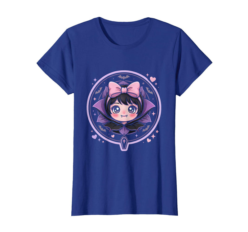 Mademark Women's Cute Vampire Girl Halloween Graphic Design T-Shirt - Royal Blue