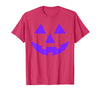 Trick or Treat Funny Halloween Costumes Party Tees Jack O Lantern Scary Carved Pumpkin Face Halloween Purple T-Shirt - Red