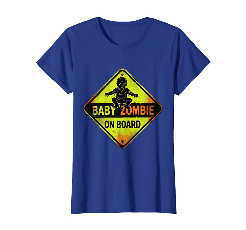 Mademark Baby Zombie On Board Pregnant Halloween Design T-Shirt - Royal Blue