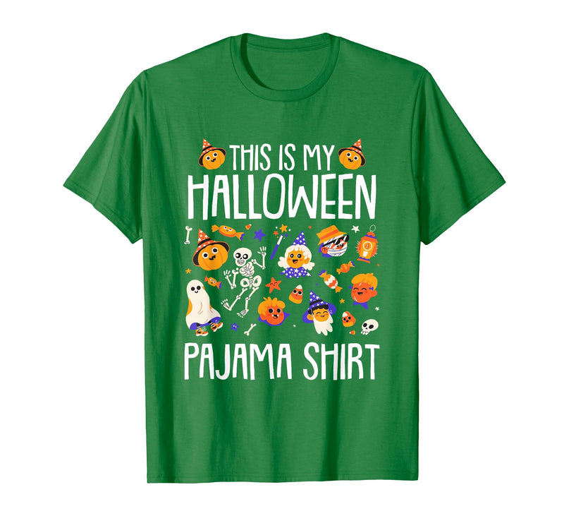 Halloween Shirts Costume Women Men Kids Pajama This is My Halloween Pajama Shirt Pumpkin Witch Skeleton T-Shirt - Kelly Green