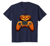 Spooky Halloween Gamers 2023 Halloween Skeleton Zombie Gaming Controllers Mummy Boys Kids T-Shirt - Navy Blue