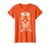 Halloween Nurse Shirts For Women Scrub Costumes Nurse Sugar Skull Stethoscope RN Medical Halloween Costume T-Shirt - Orange