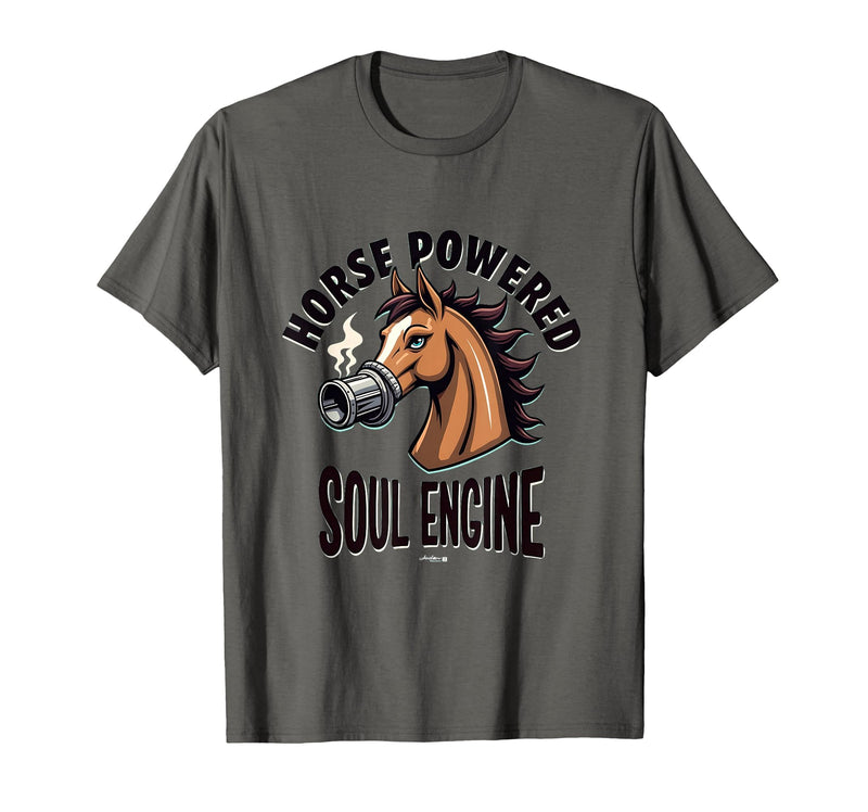 Mademark Horse Powered Soul Engine Equestrian Design T-Shirt - Men - Asphalt Grey