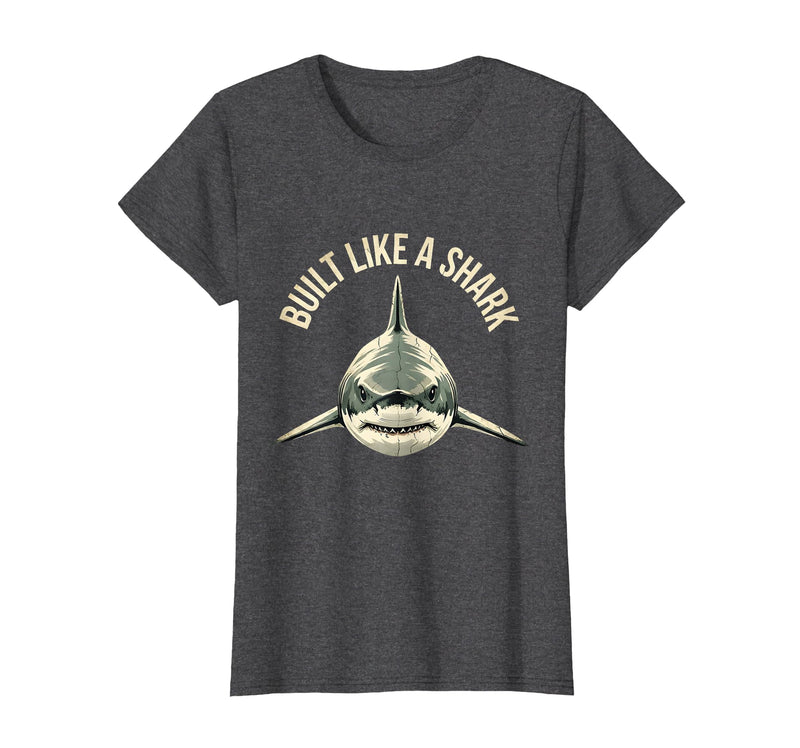 Mademark Built Like a Shark Bold Women's Graphic Design T-Shirt - Dark Heather Grey