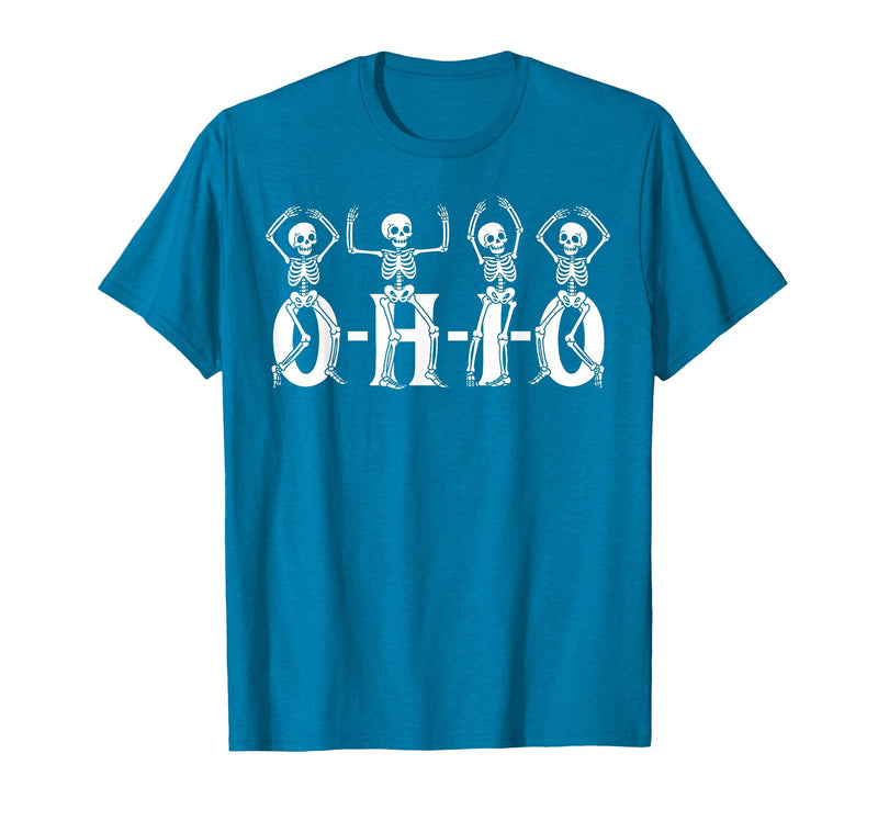 Funny O-H-I-O State Skeleton Halloween Funny O-H-I-O State Skeleton Ohio Halloween Vintage Vibe Fun T-Shirt - Sapphire Blue