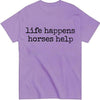 Nusyouc Life Happens Horses Help Equestrian T-Shirt Vintage Horse Lover T Shirt Tops - Purple
