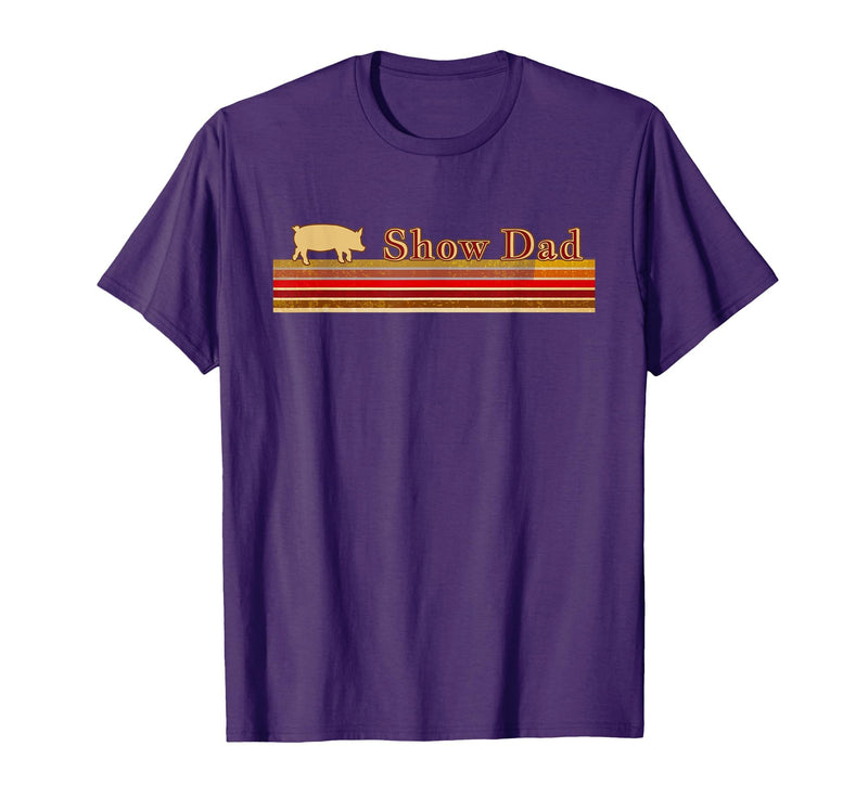 Showing Cattle T-Shirts And Apparel Show Dad - Fun Distressed Look for Showing Pigs T-Shirt - Purple